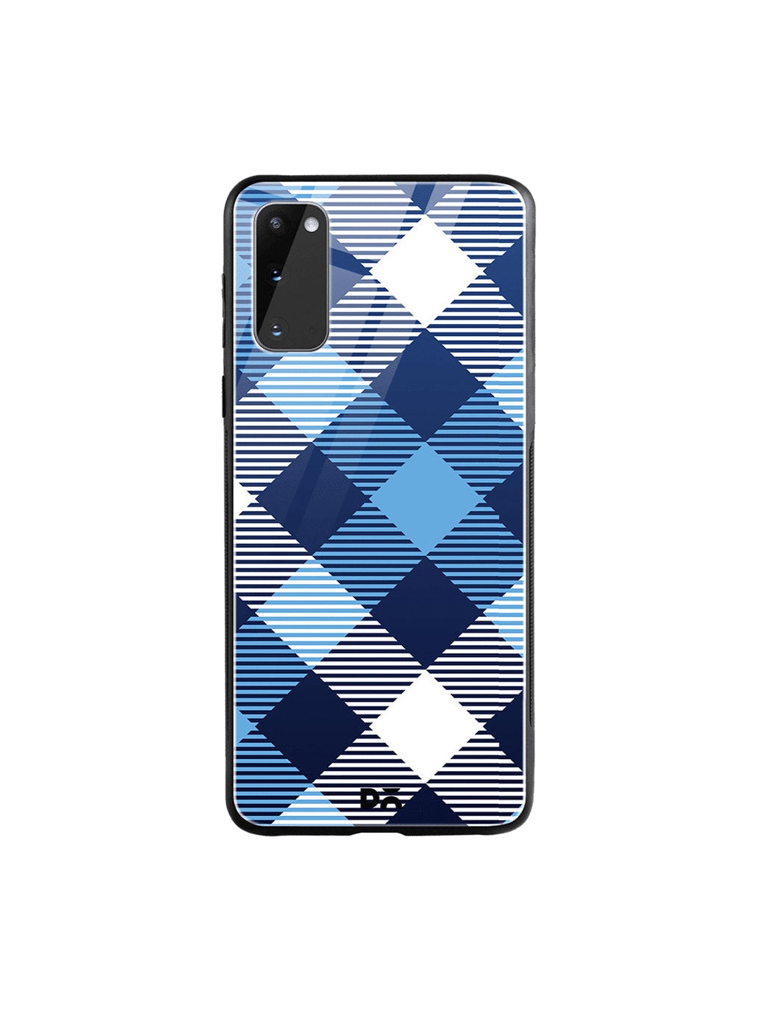 

DailyObjects Blue & White Medium Static Nightfall Checks Samsung Galaxy S20 Glass Case Cover