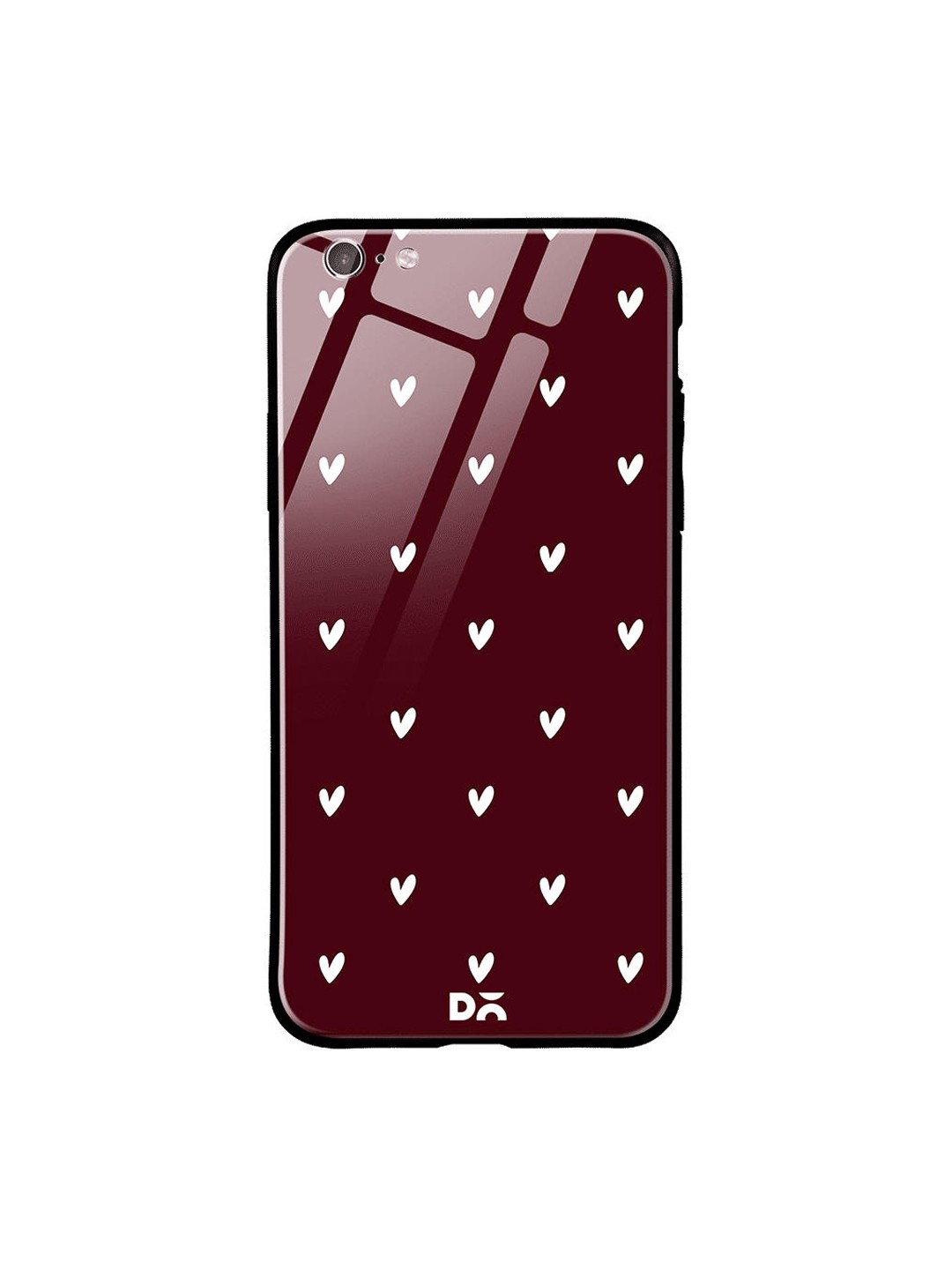 

DailyObjects Maroon & White Bundle Heart iPhone 6S Glass Case Cover