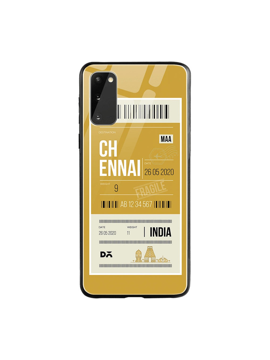

DailyObjects Yellow & White Chennai City Tag Samsung Galaxy S20 Glass Case Cover