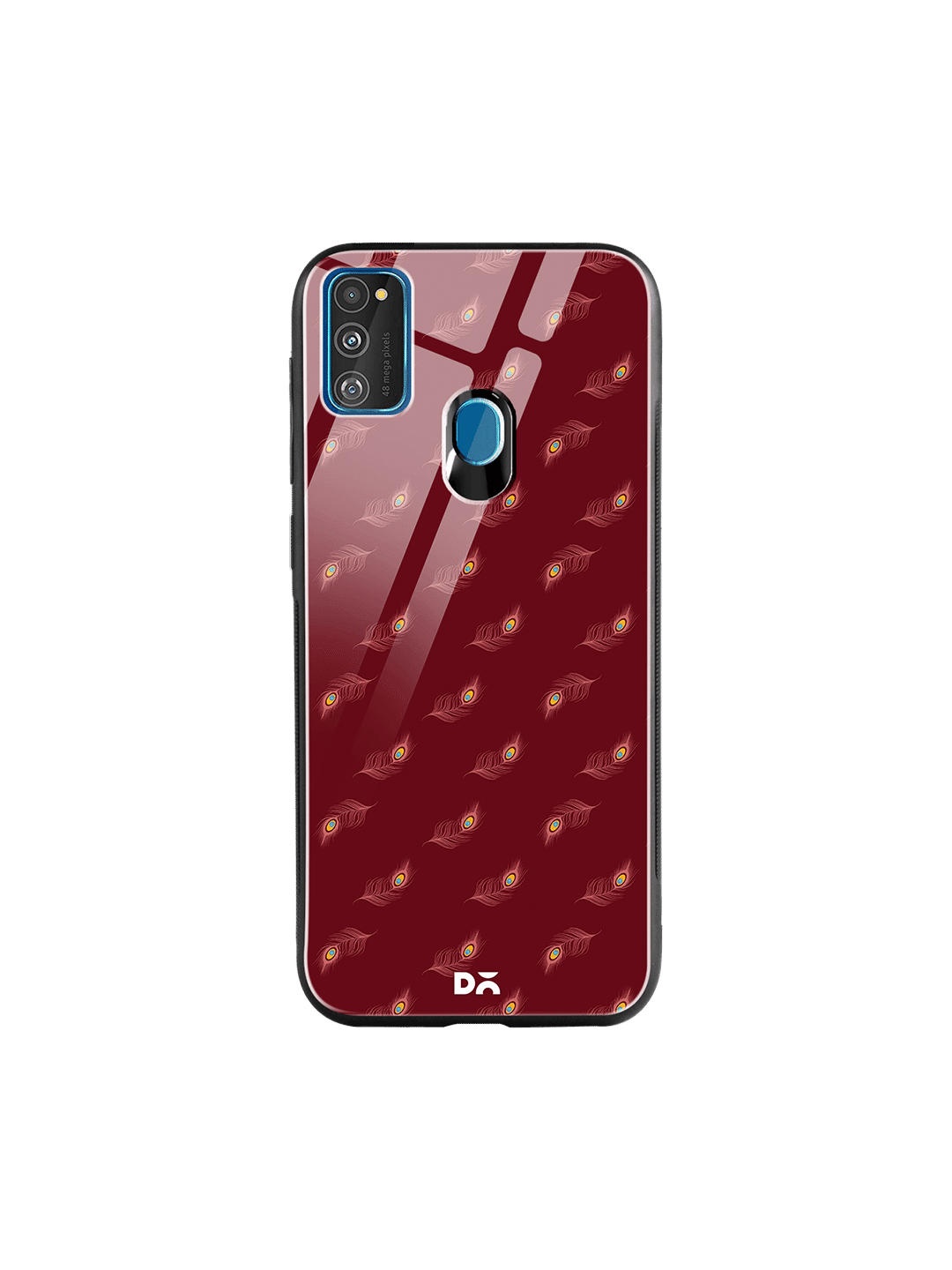 

DailyObjects Unisex Maroon Printed Feathers Samsung Galaxy M30S Glass Mobile Cover