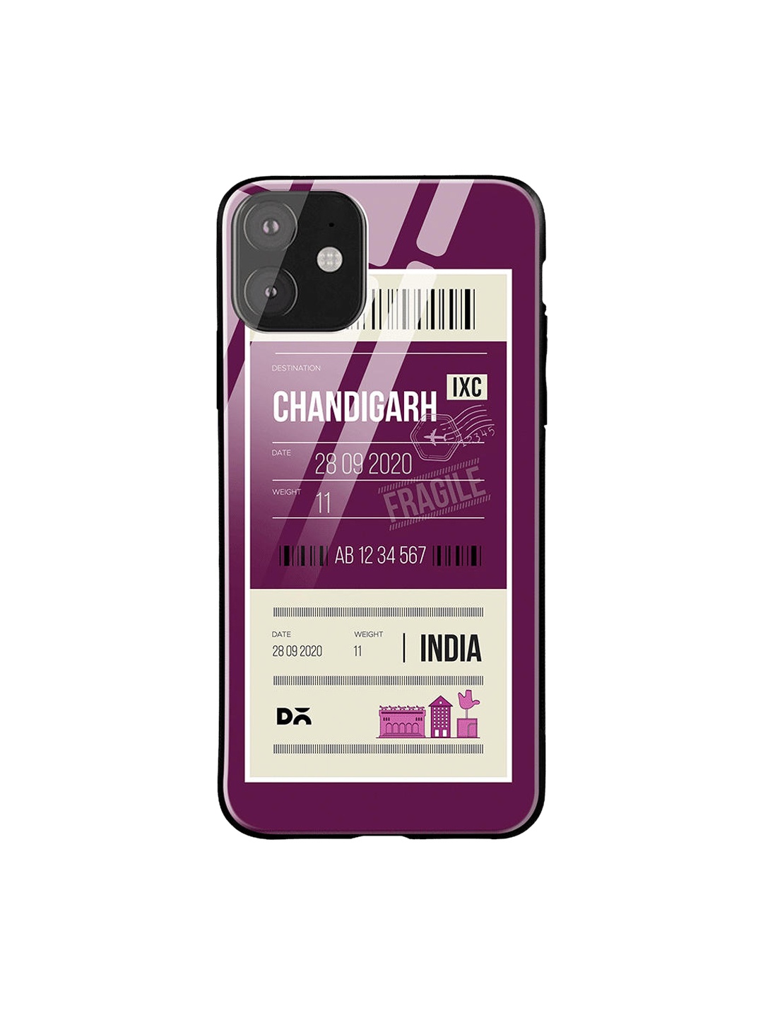 

DailyObjects Purple & White Chandigarh City Tag iPhone 11 Glass Case Cover