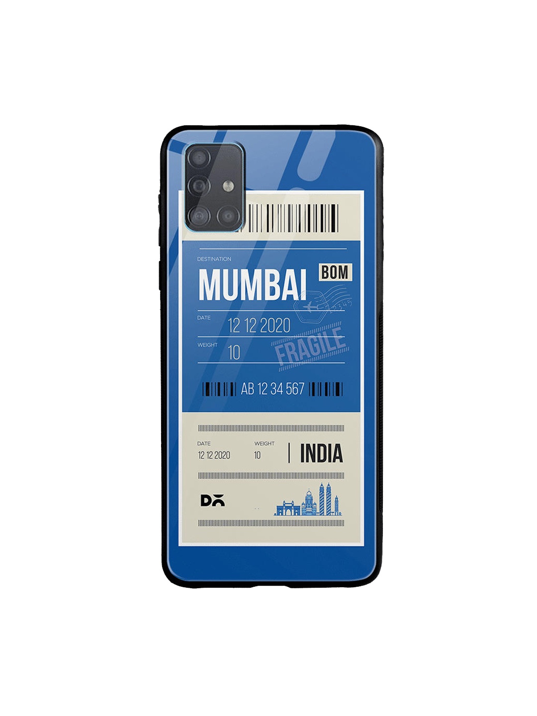 

DailyObjects Blue & Off-White Mumbai City Tag Samsung Galaxy A71 Glass Case Cover