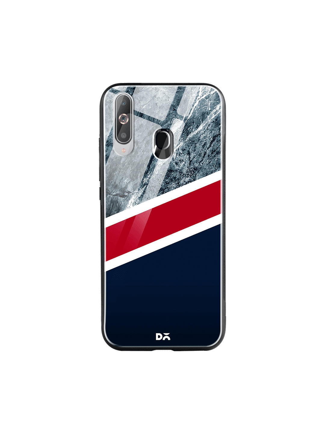 

DailyObjects Blue & Red Marble New England Samsung Galaxy M40 Glass Case Cover