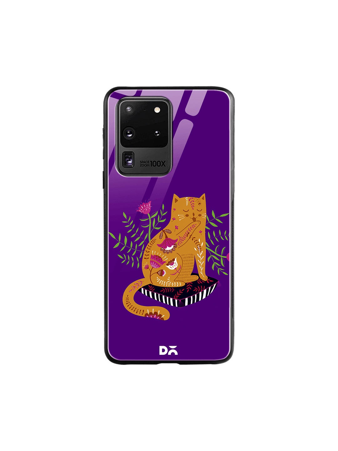 

DailyObjects Unisex Purple & Orange Happy Kitty Samsung Galaxy S20 Ultra Glass Case Cover