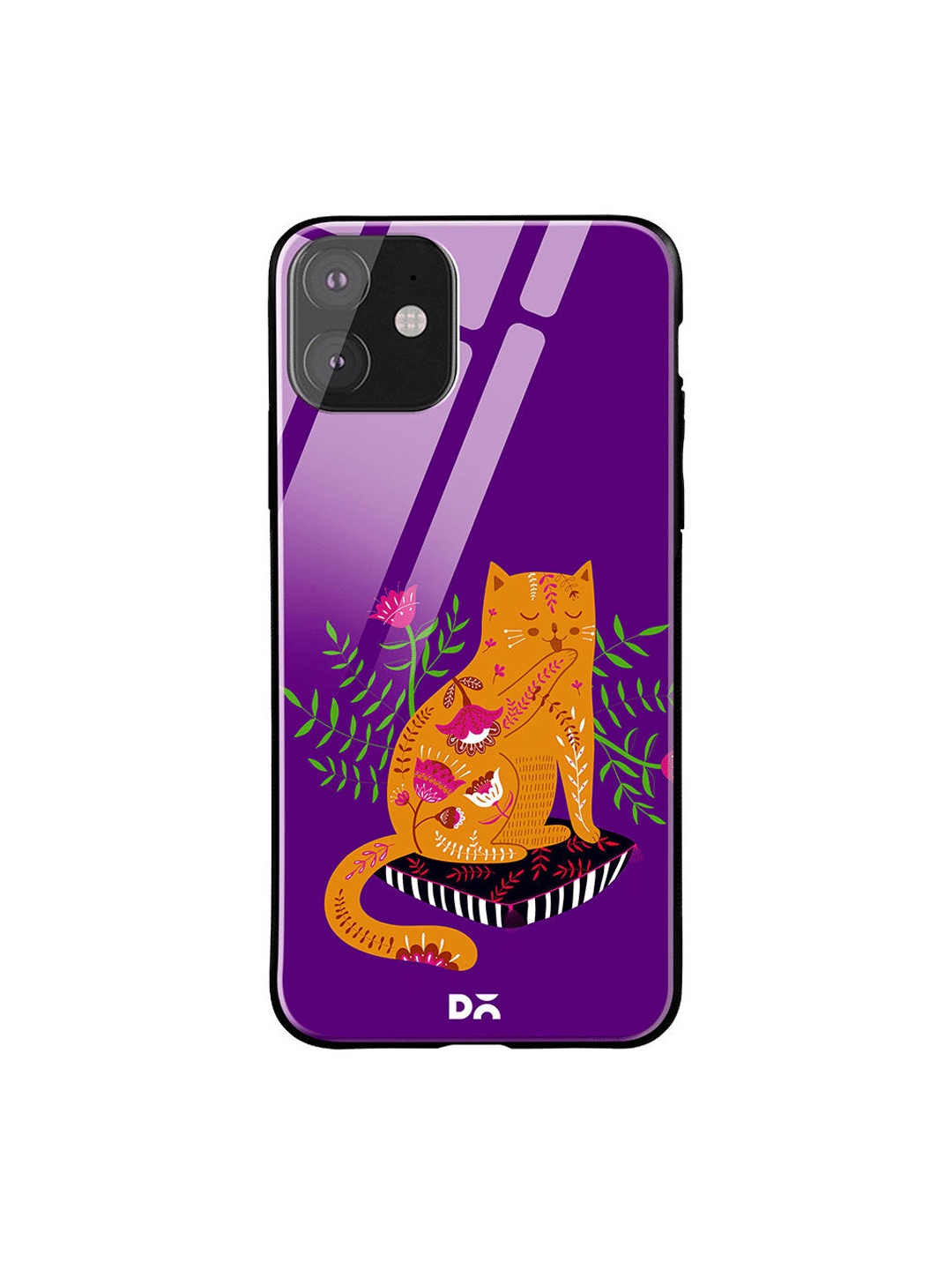 

DailyObjects Purple & Yellow Happy Kitty iPhone 11 Glass Case Cover
