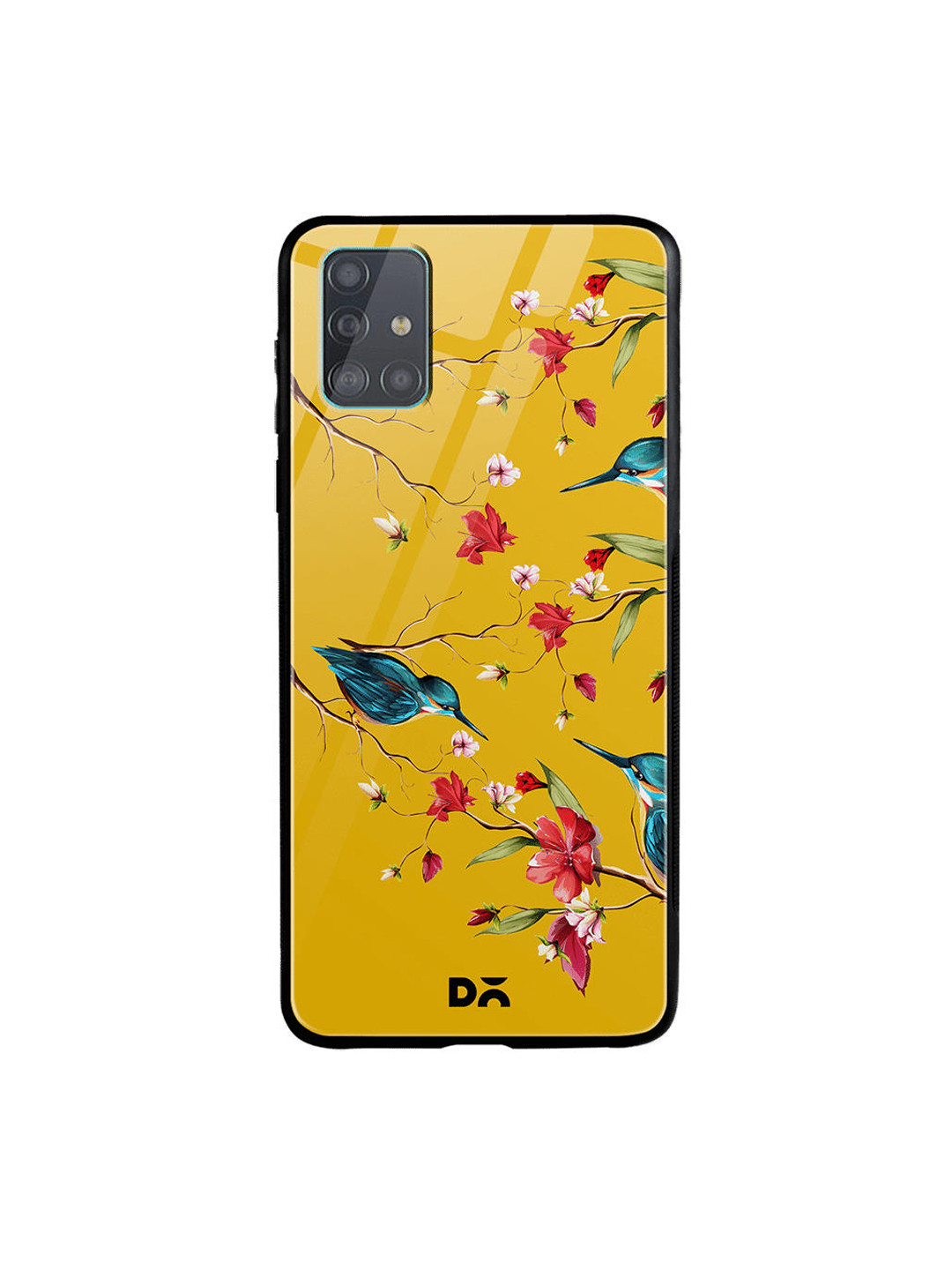 

DailyObjects Yellow & Blue Melody Birds Glass Samsung Galaxy A71 Glass Case Cover