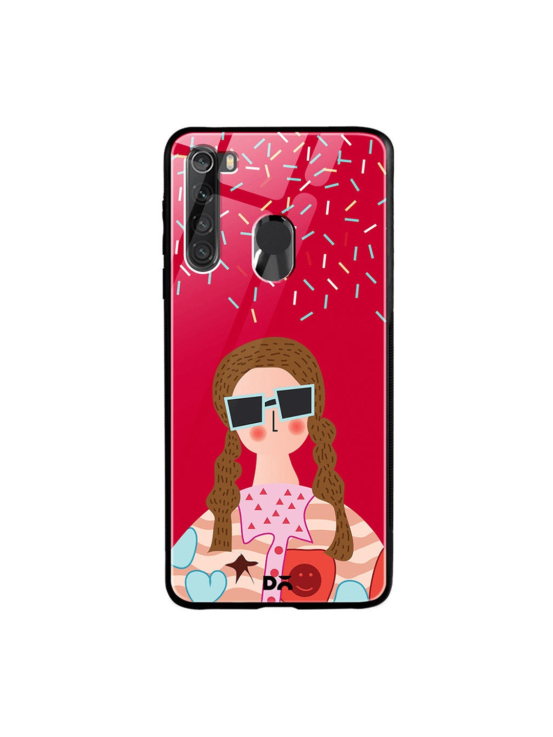 

DailyObjects Red & Pink Hipster Xiaomi Redmi Note 8 Glass Case Cover