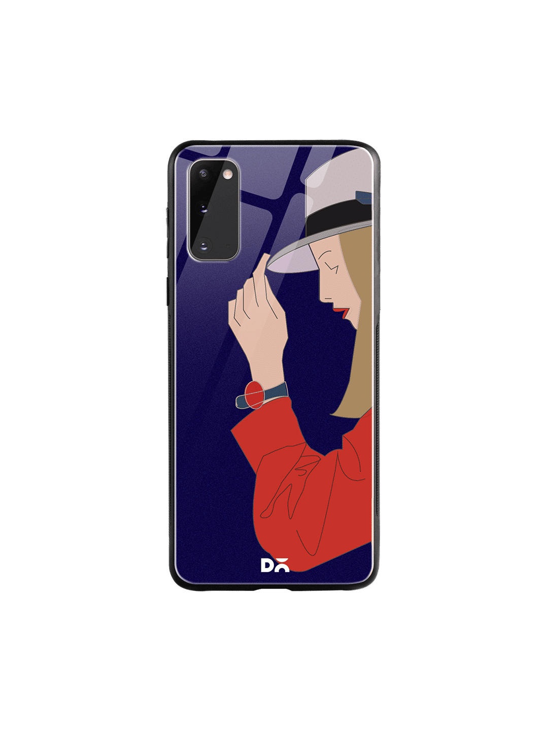 

DailyObjects Navy Blue & Red Mademoiselle Samsung Galaxy S20 Glass Case Cover