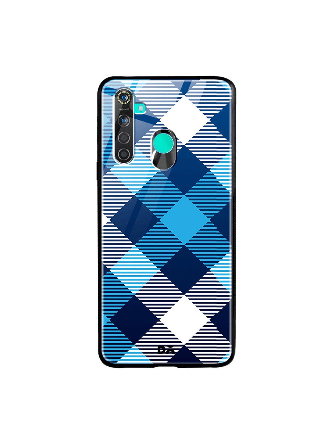 

DailyObjects Unisex Blue Static Nightfall Checks Oppo Realme 5 Pro Glass Case Cover