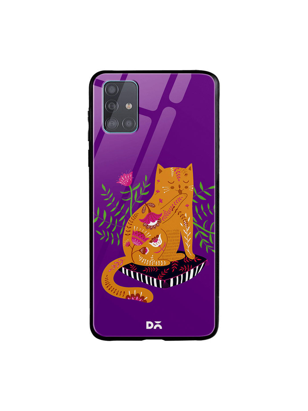 

DailyObjects Purple & Yellow Happy Kitty Samsung Galaxy A51 Glass Case Cover
