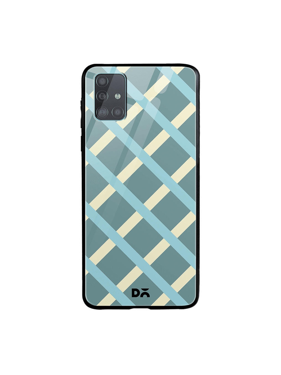 

DailyObjects Teal Blue & White Diagonal Checks Samsung Galaxy A71 Glass Case Cover