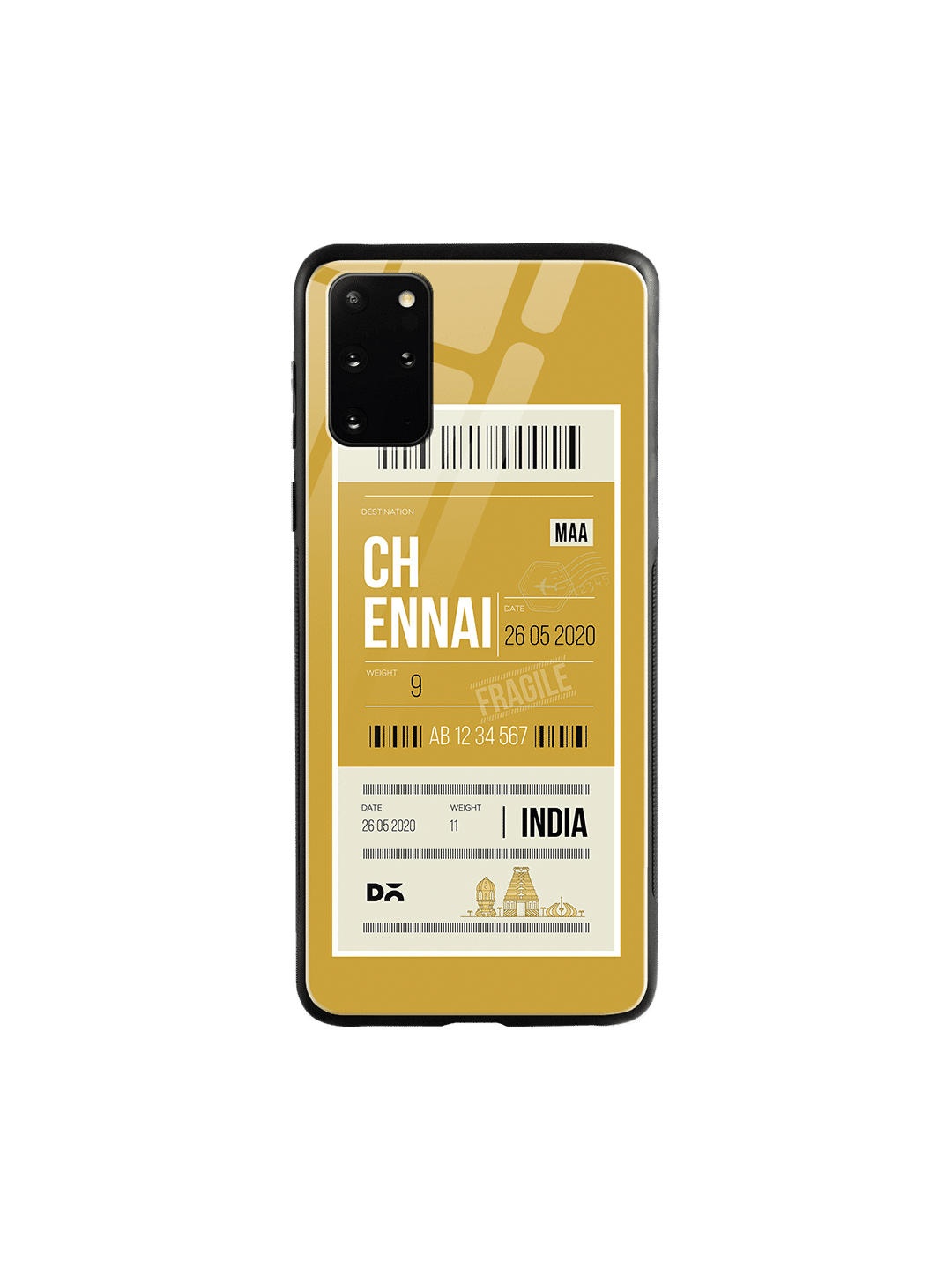 

DailyObjects Mustard Yellow & Off-White Printed Chennai City Tag Samsung Galaxy S20 Glass Mobile Cover