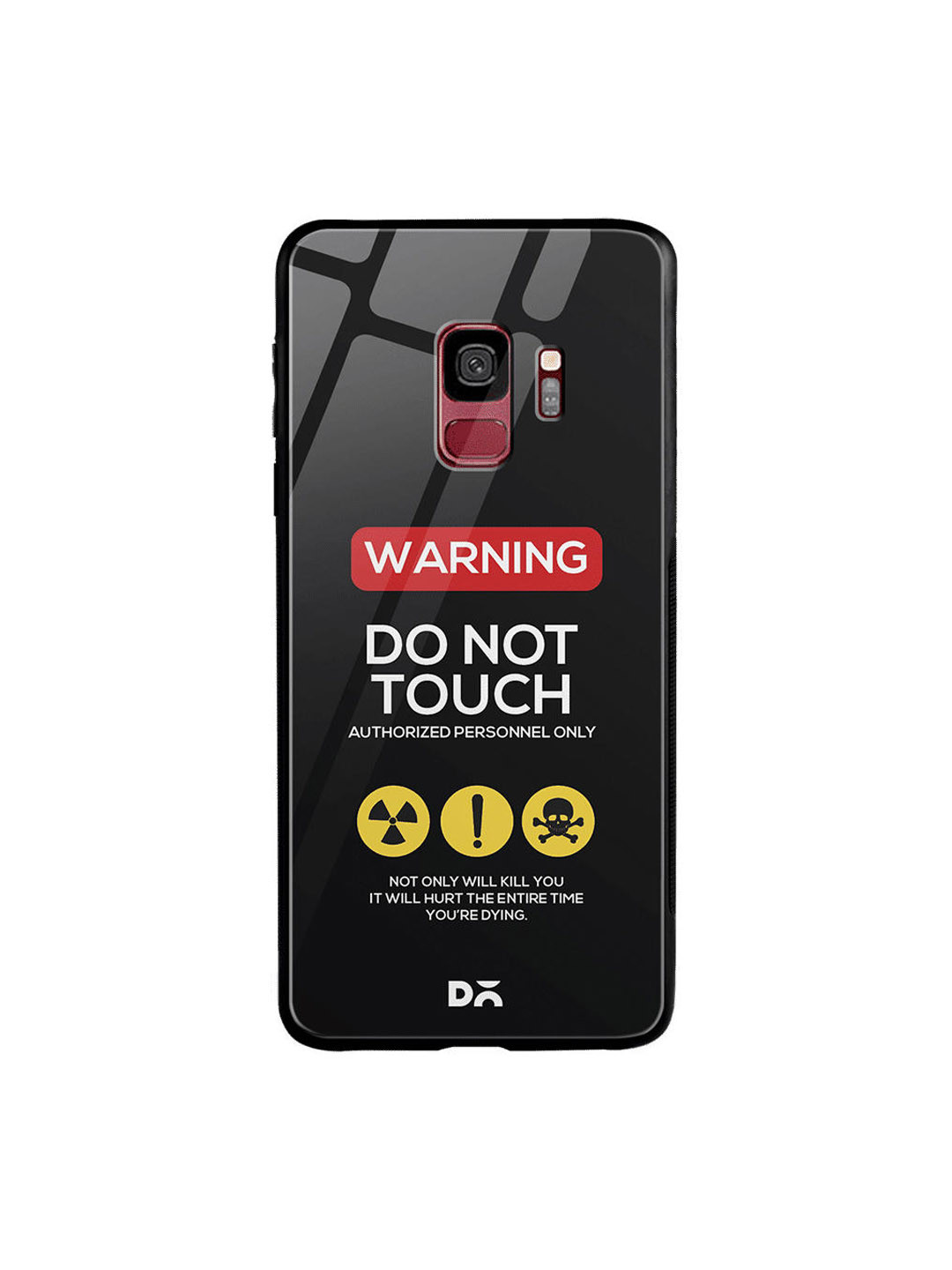 

DailyObjects Black Do Not Touch Printed Samsung Galaxy S9 Glass Mobile Cover