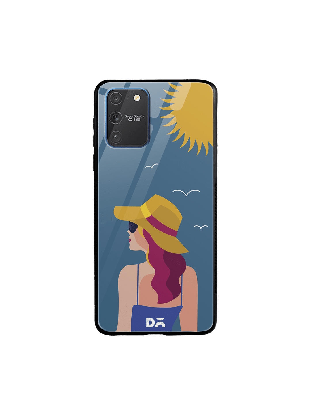 

DailyObjects Teal Blue & Yellow Printed Sun Tan Samsung Galaxy S10 Lite Glass Mobile Cover