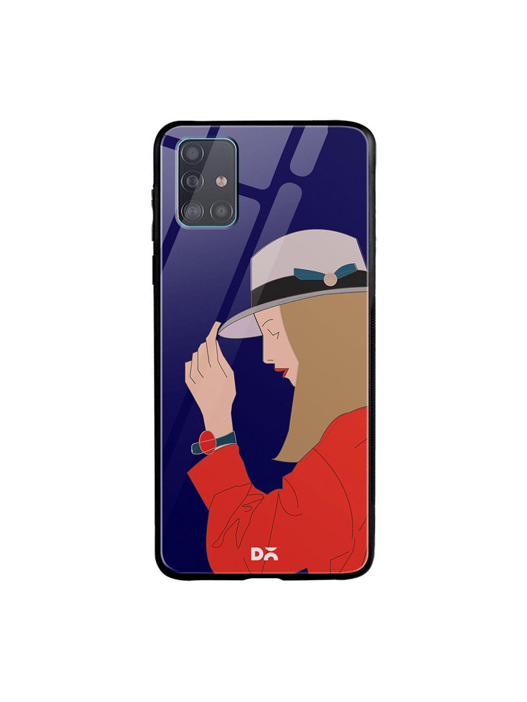 

DailyObjects Navy Blue & Brown Mademoiselle Samsung Galaxy A51 Glass Case Cover