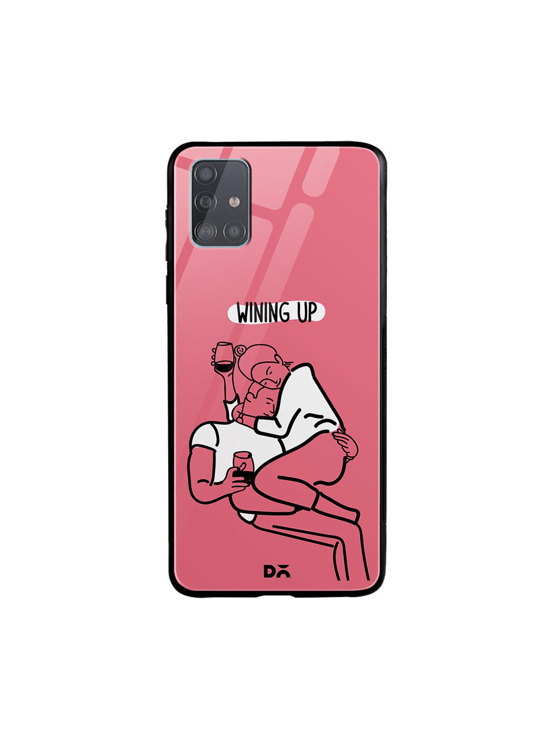 

DailyObjects Pink & White Wining Up Samsung Galaxy A51 Glass Mobile Case Cover
