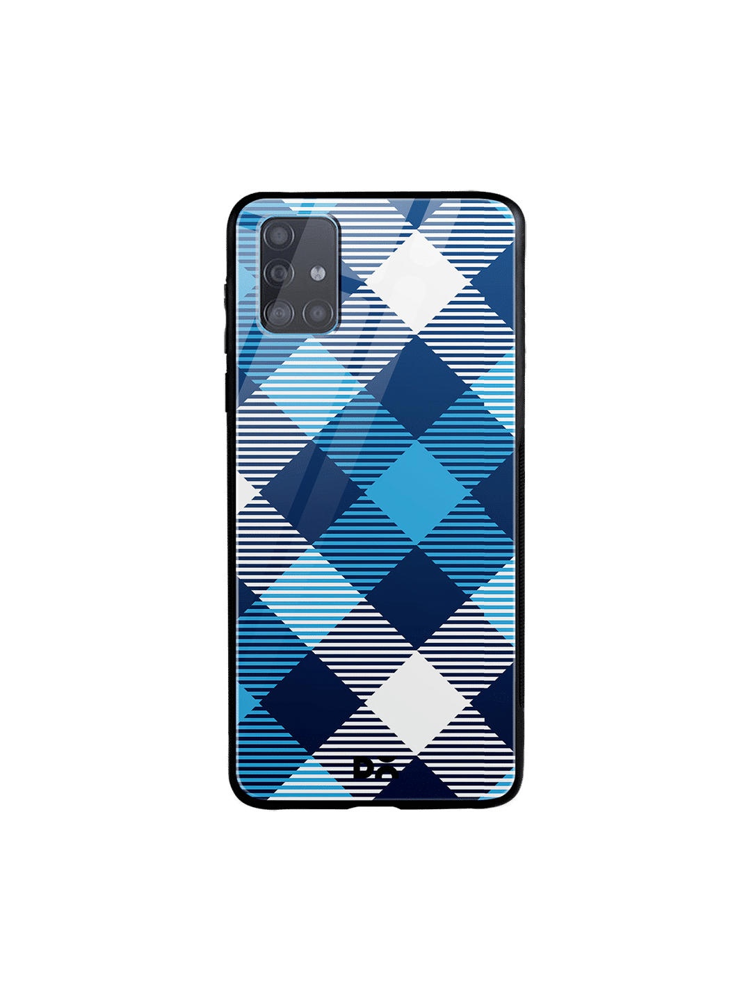 

DailyObjects Blue & White Medium Static Nightfall Checks Samsung Galaxy A71 Glass Mobile Case Cover