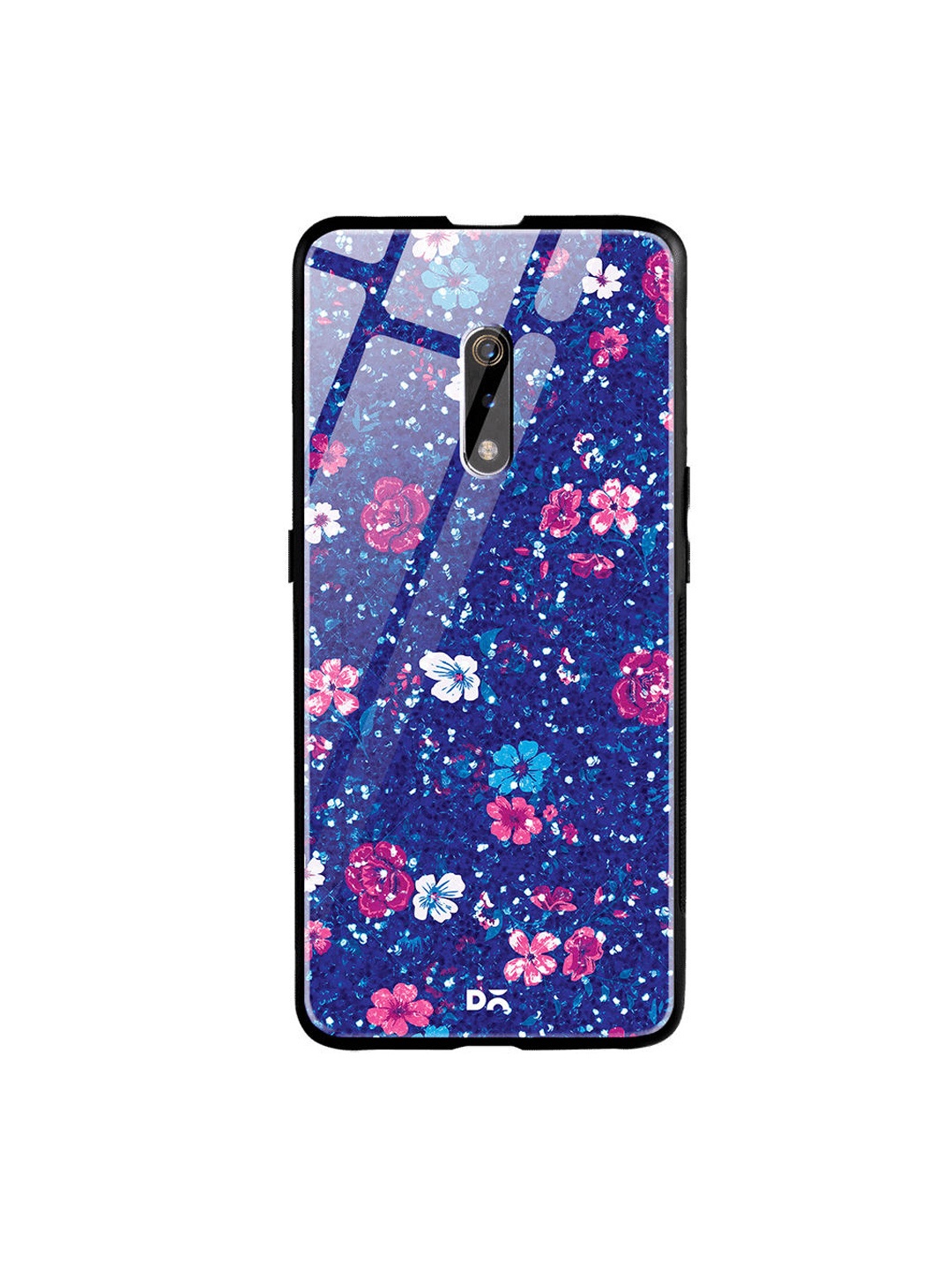 

DailyObjects Blue & Pink Marble Flowers Oppo Realme X Glass Case Cover