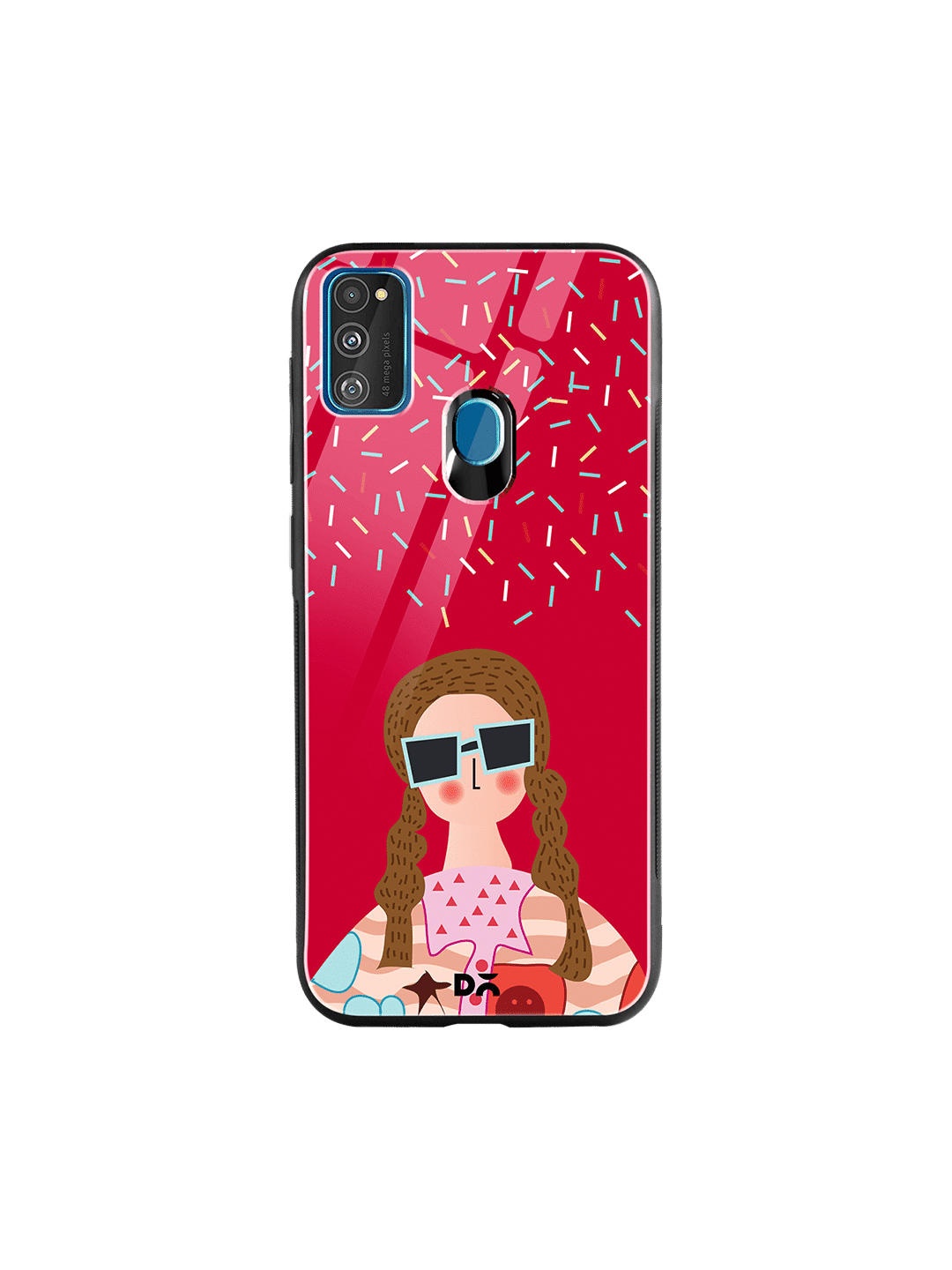 

DailyObjects Pink & Beige Printed Hipster Samsung Galaxy M30S Glass Case Cover