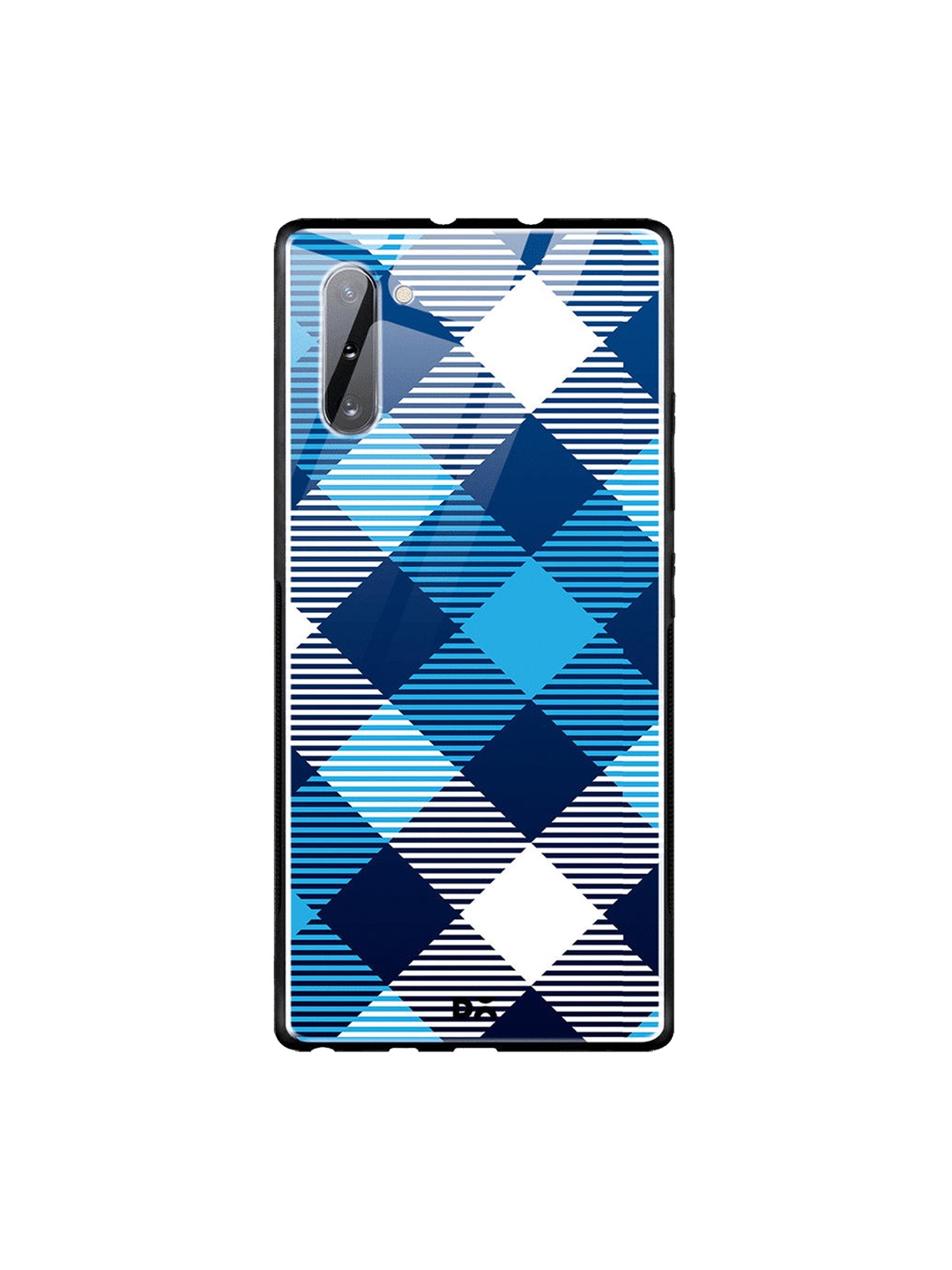 

DailyObjects Blue & White Checks Samsung Galaxy Note 10 Glass Case Cover