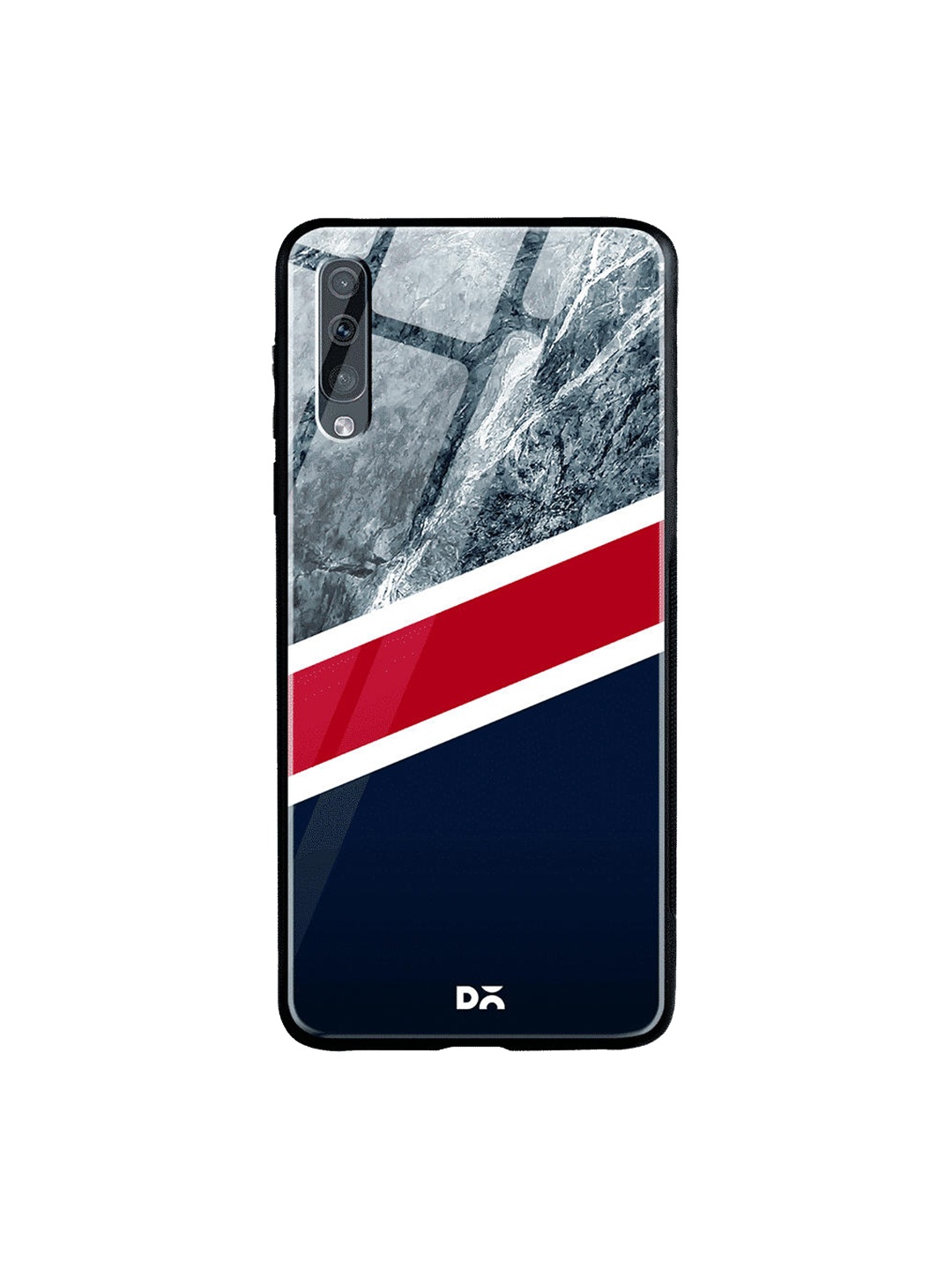 

DailyObjects Navy Blue & Red Marble New England Samsung Galaxy A50s Glass Case Cover