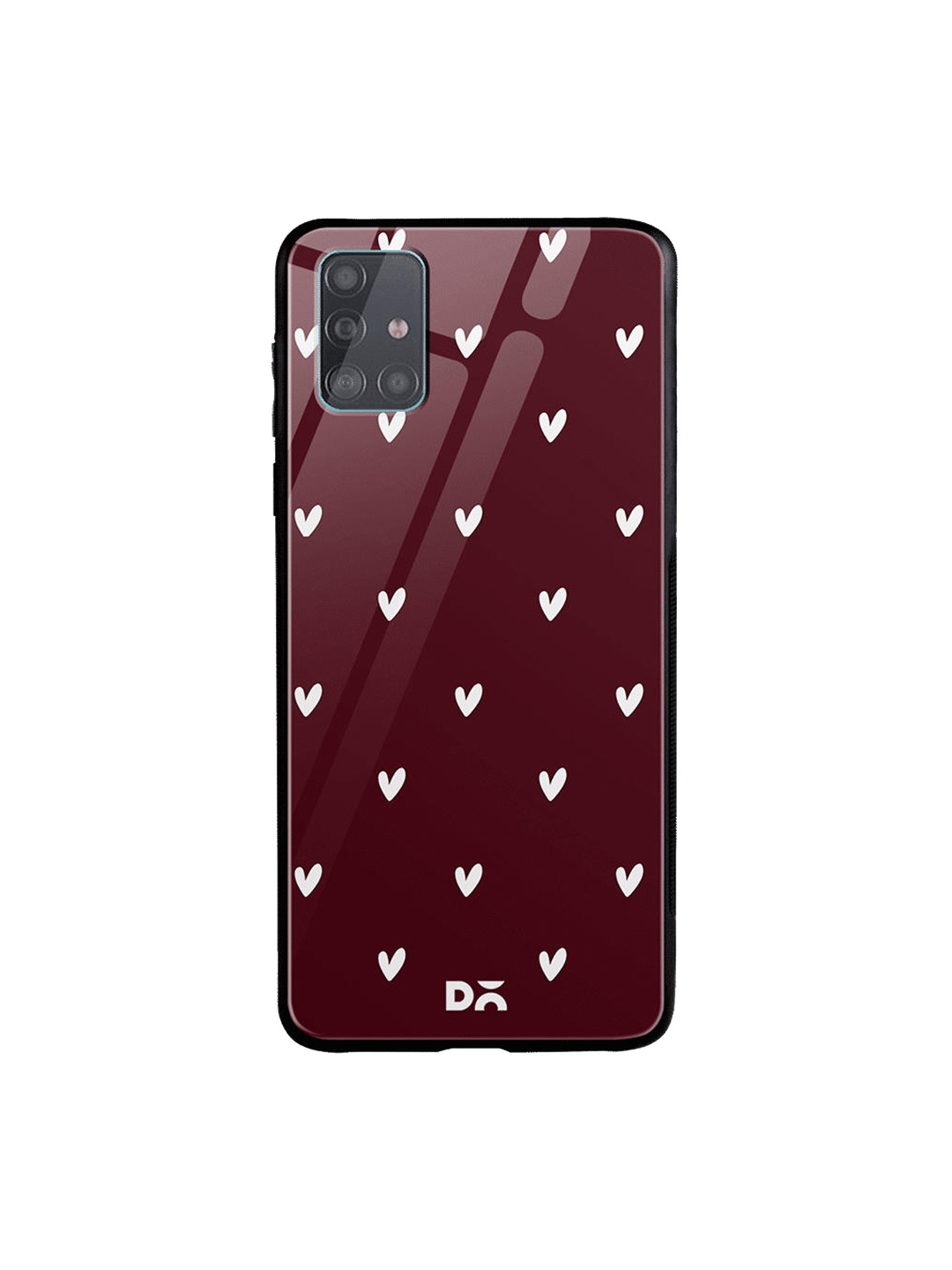 

DailyObjects Burgundy & White Bundle Heart Samsung Galaxy A71 Glass Case Cover