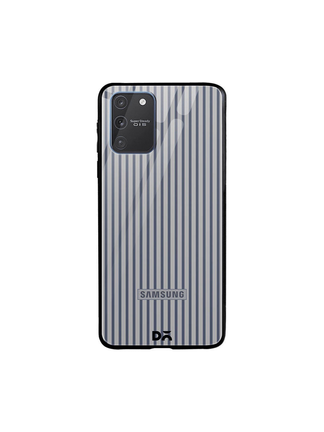 

DailyObjects Grey & Blue Striped Samsung Galaxy S10 Lite Glass Case Cover