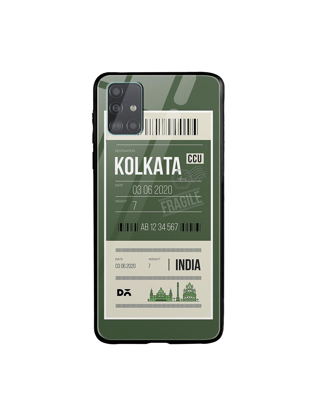 

DailyObjects Green & Off-White Kolkata City Tag Samsung Galaxy A71 Glass Case Cover