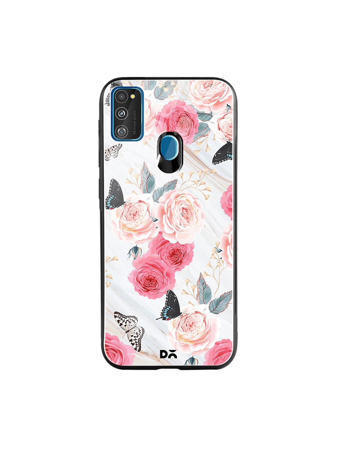 

DailyObjects Off-White & Pink Flowers Marble Samsung Galaxy M30S Glass Case Cover, Grey