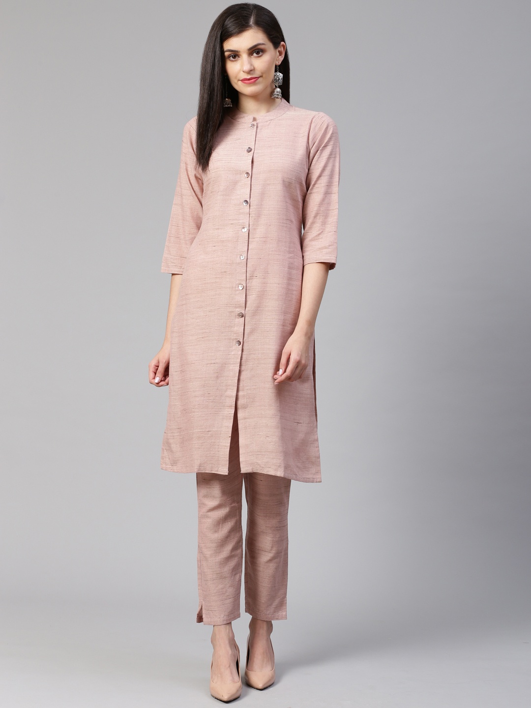 

Jompers Women Pink Solid Kurta with Trousers