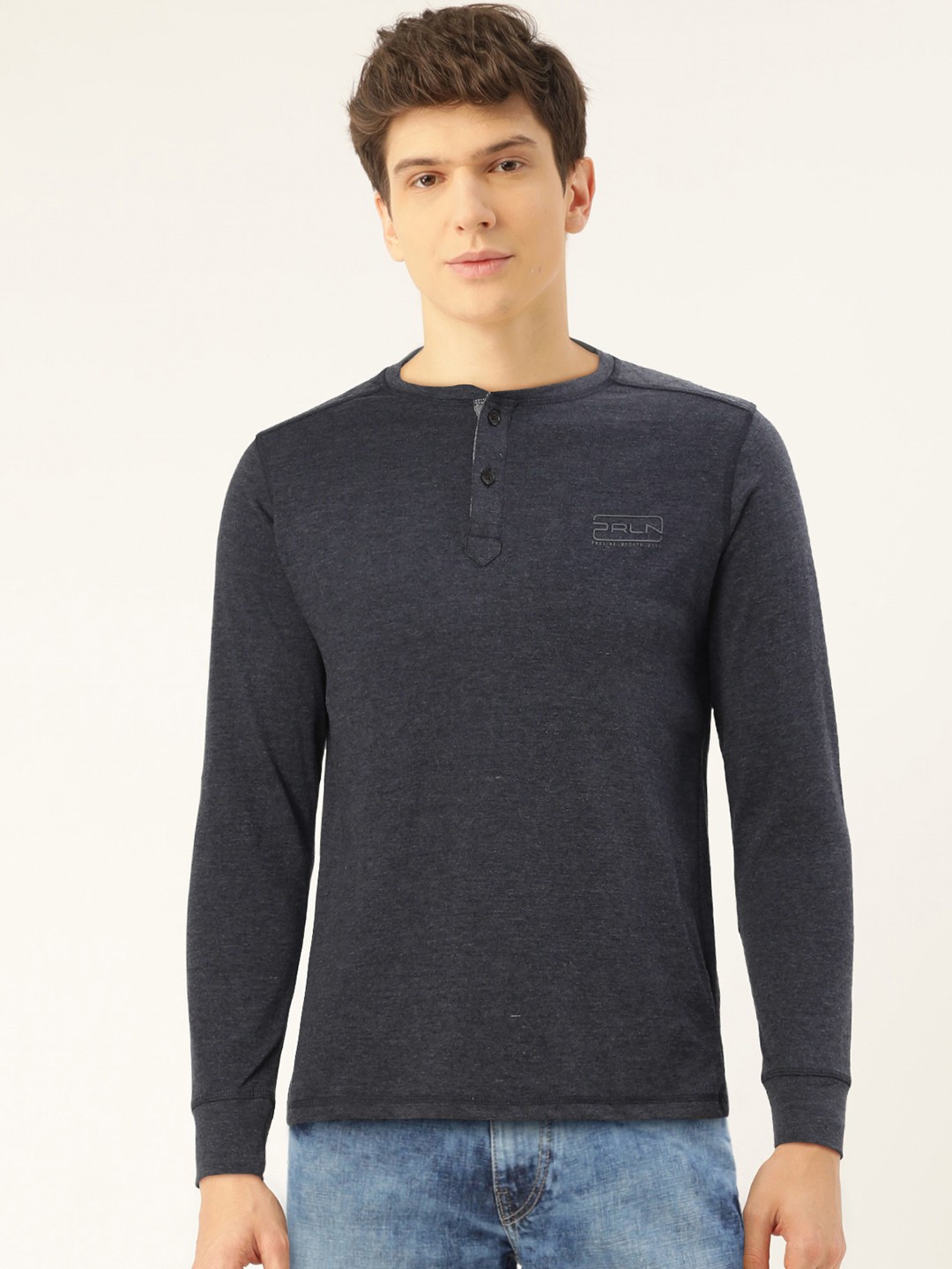 

Proline Active Men Navy Blue Henley Neck T-shirt
