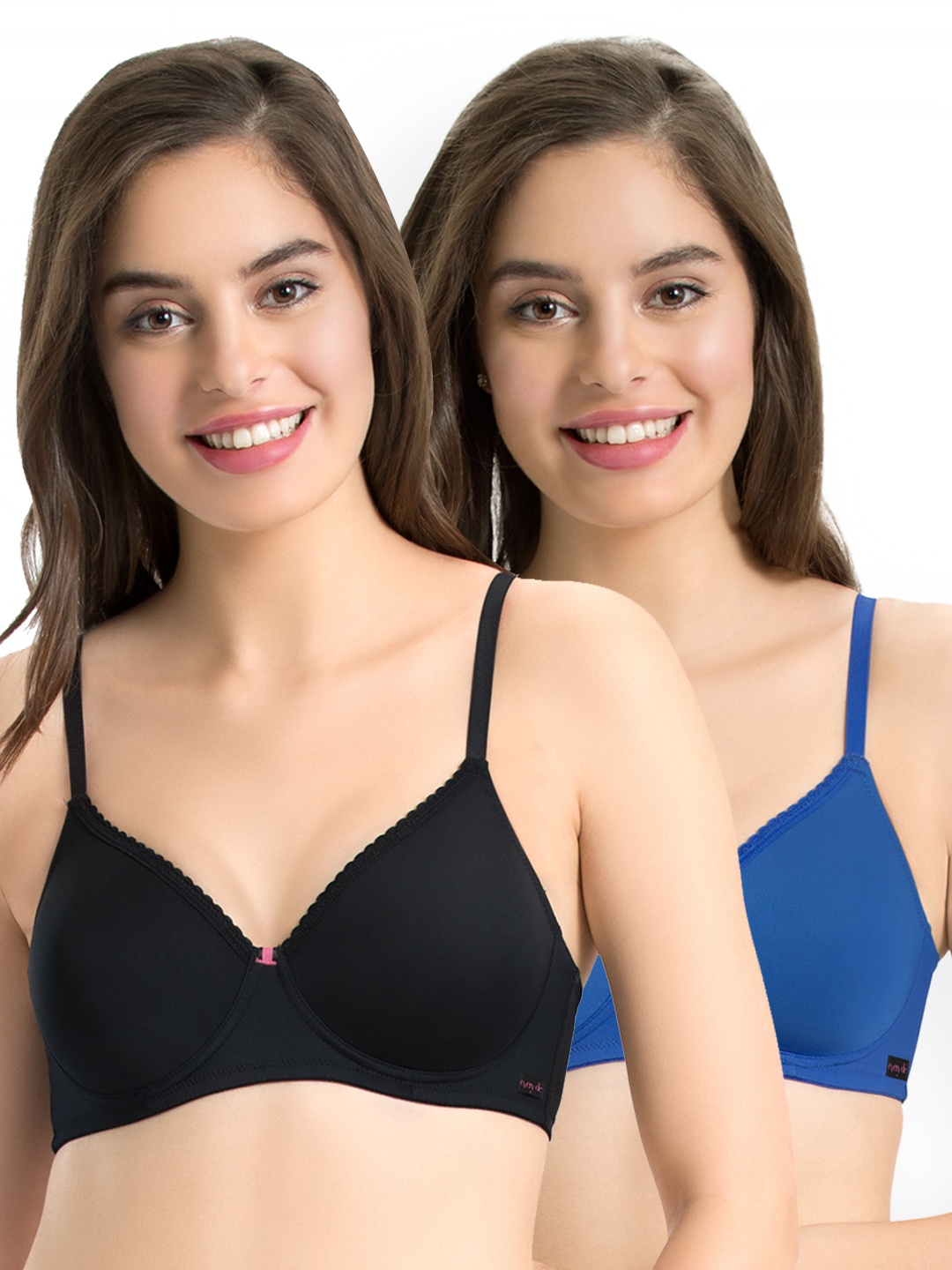 

every de by amante Pack of 2 Solid Non-Wired Lightly Padded T-shirt Bras, Blue