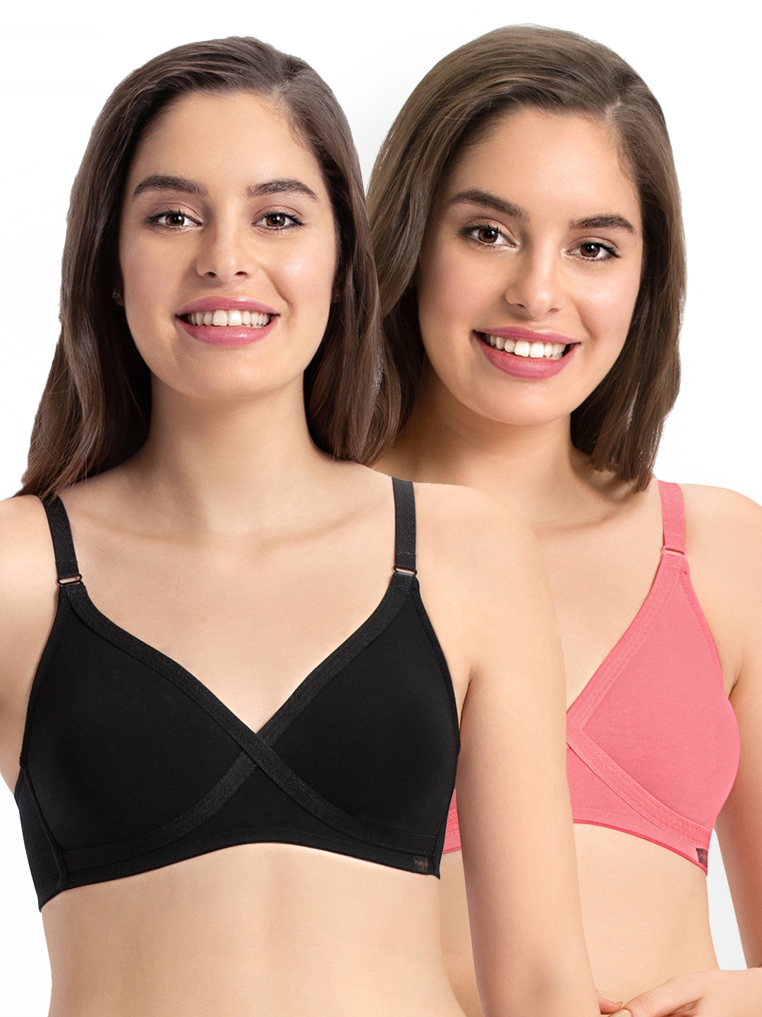 

every de by amante Pack of 2 Solid Non-Wired Non Padded Everyday Bras, Black