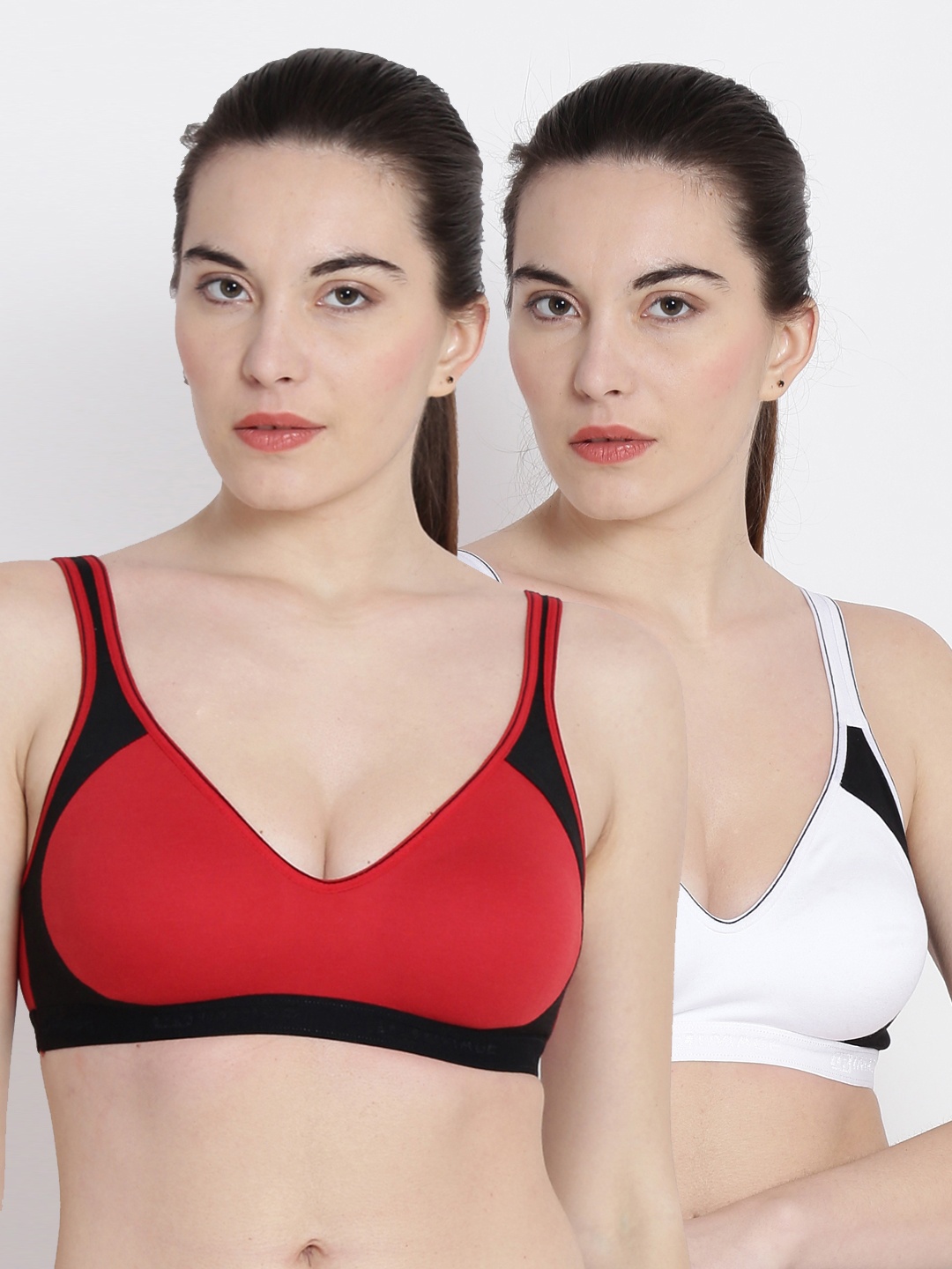 

ABELINO Pack of 2 Colourblocked Non-Wired Non Padded Everyday Bras 7139660-1-7139662-1, White