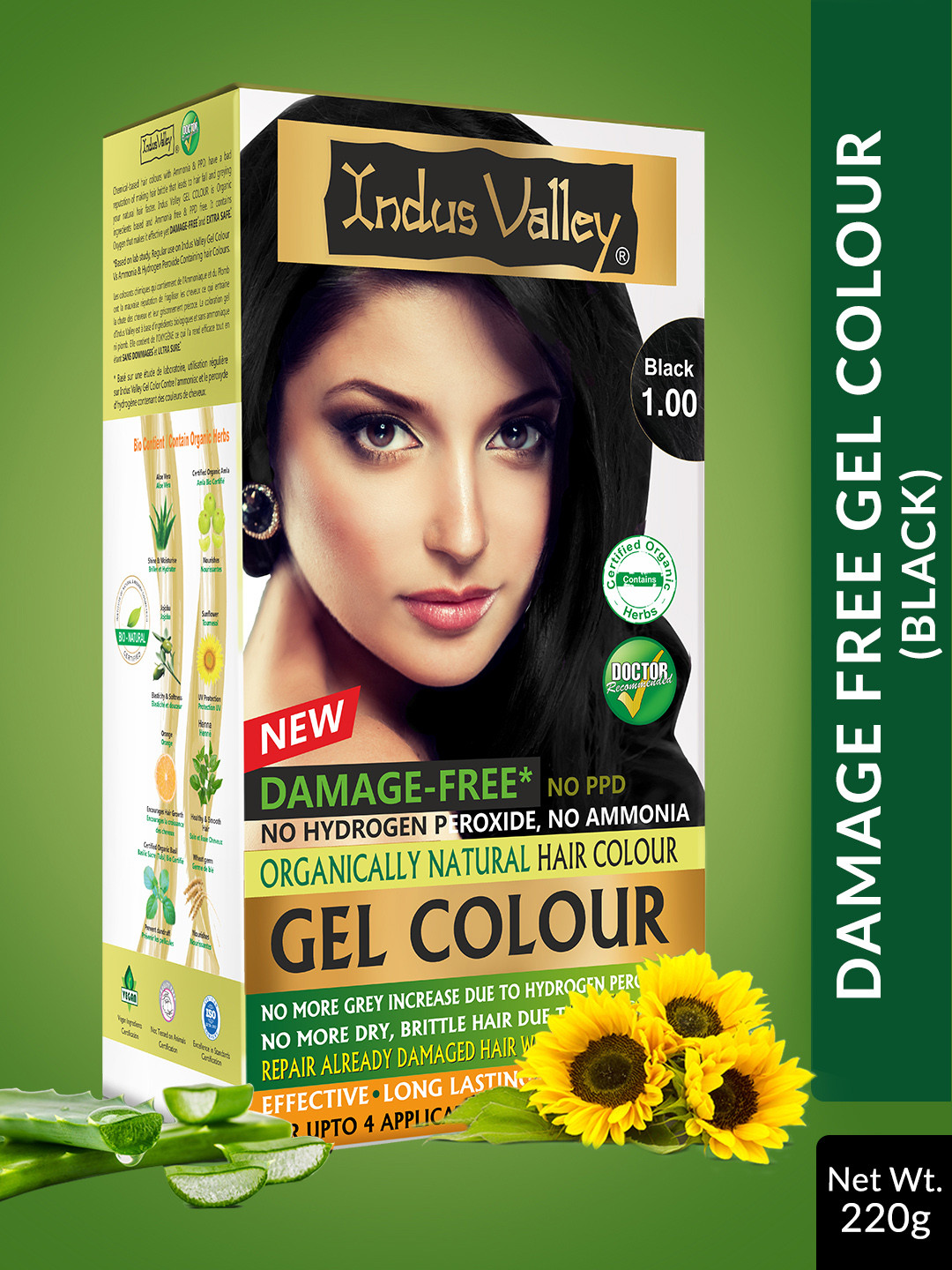 

Indus Valley Organically Natural Gel Black 1.00 Hair Color 220 g, Multi