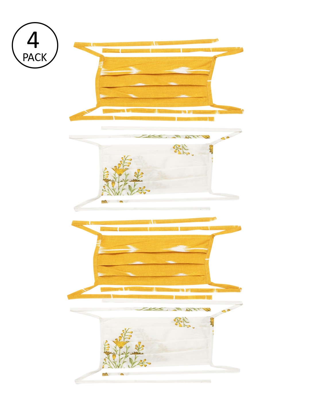 

InWeave Women Pack of 4 2-Ply Printed Reusable Outdoor Cloth Masks, Mustard