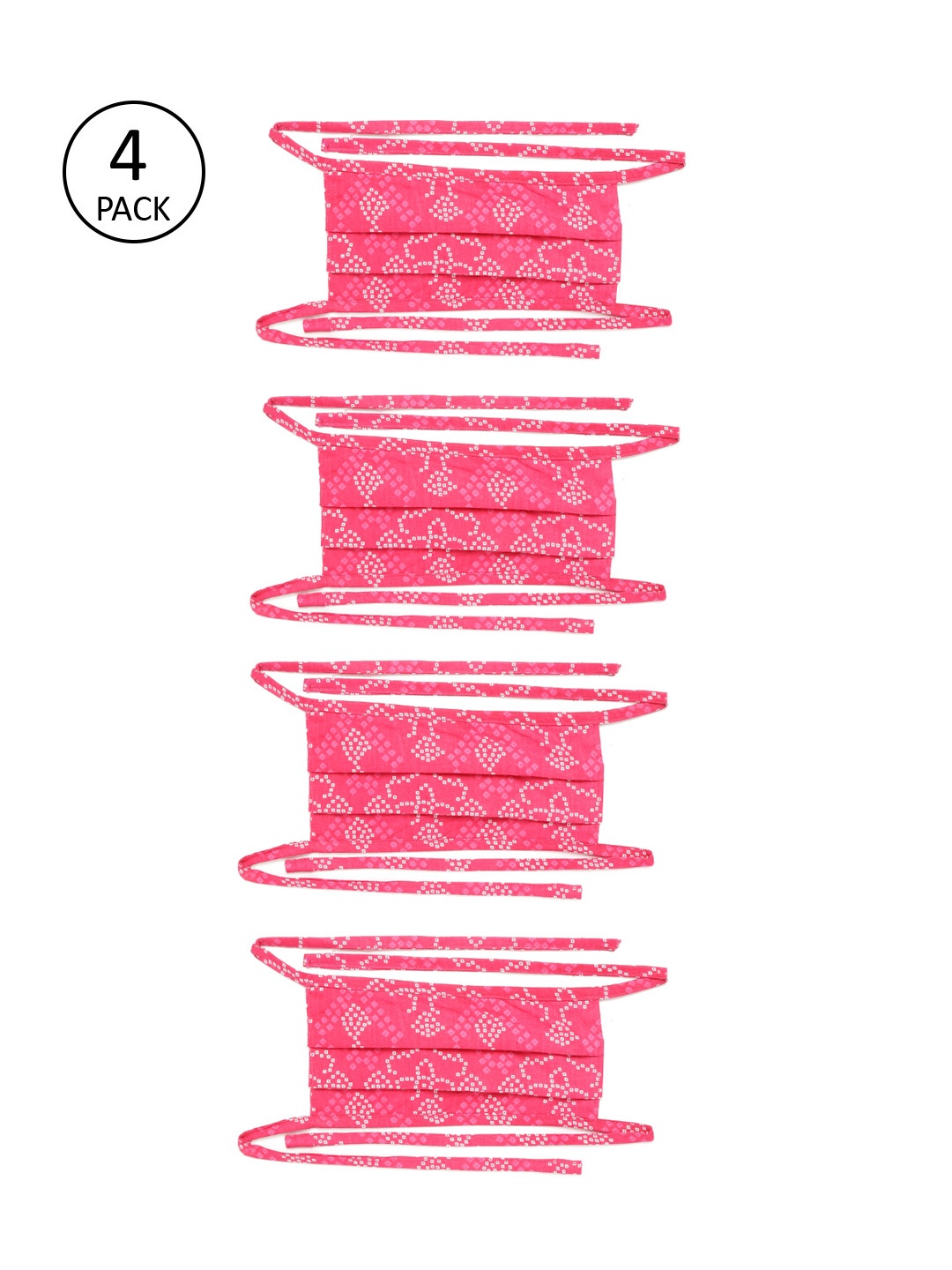

InWeave Women 4 Pcs Pink & White Bandhini Print 2-Ply Reusable Outdoor Cloth Masks