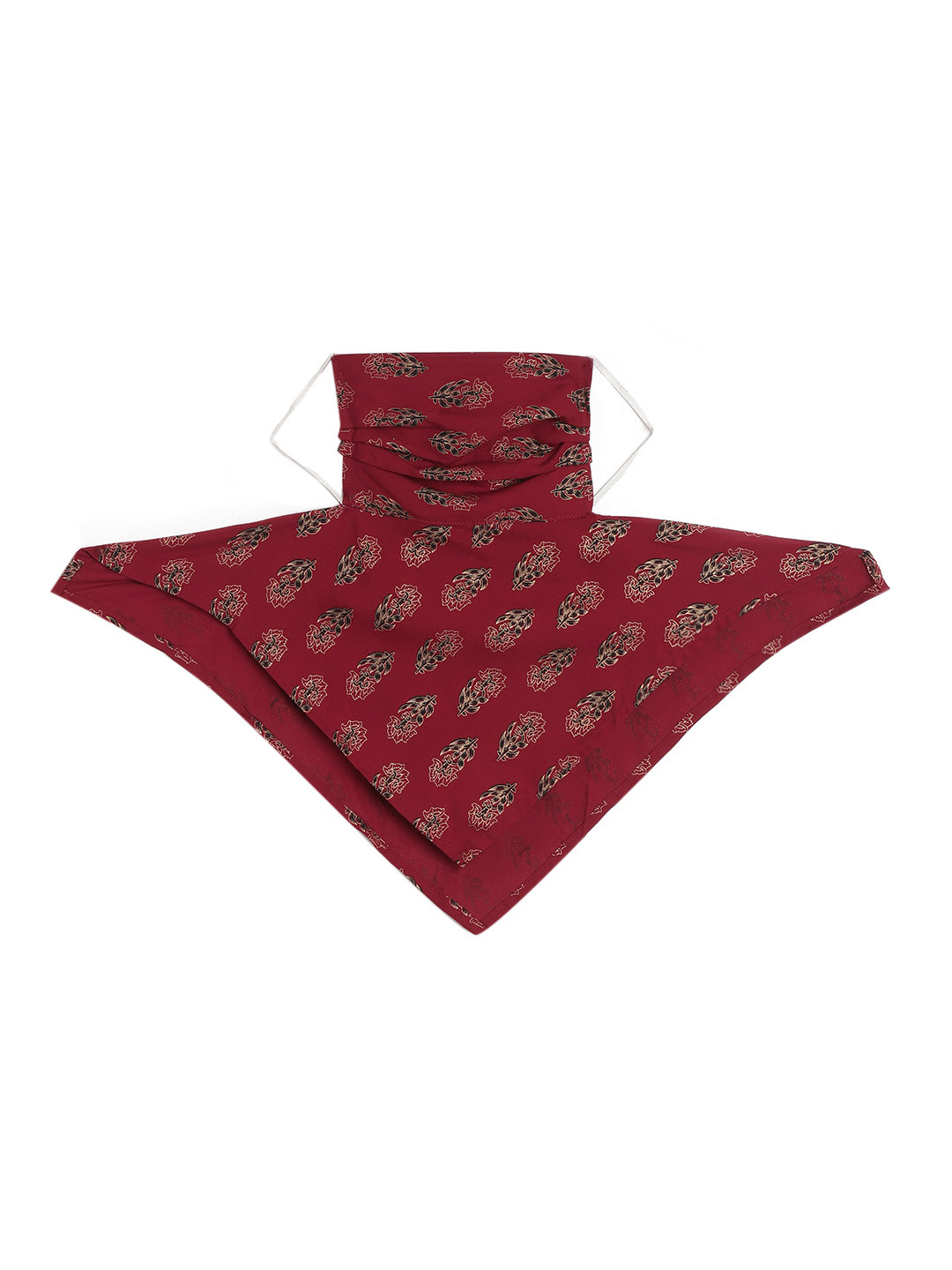 

InWeave Women Maroon & Golden 2-Ply Floral Print Reusable Outdoor Cloth Scarf Mask