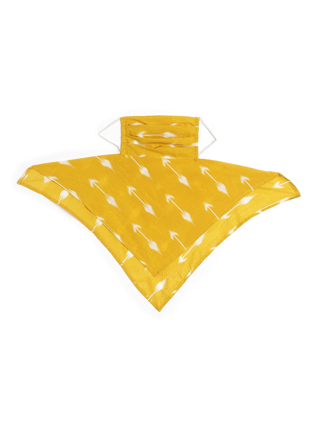 

InWeave Women Mustard Yellow & White Arrow Print 2-Ply Reusable Outdoor Cloth Scarf Mask