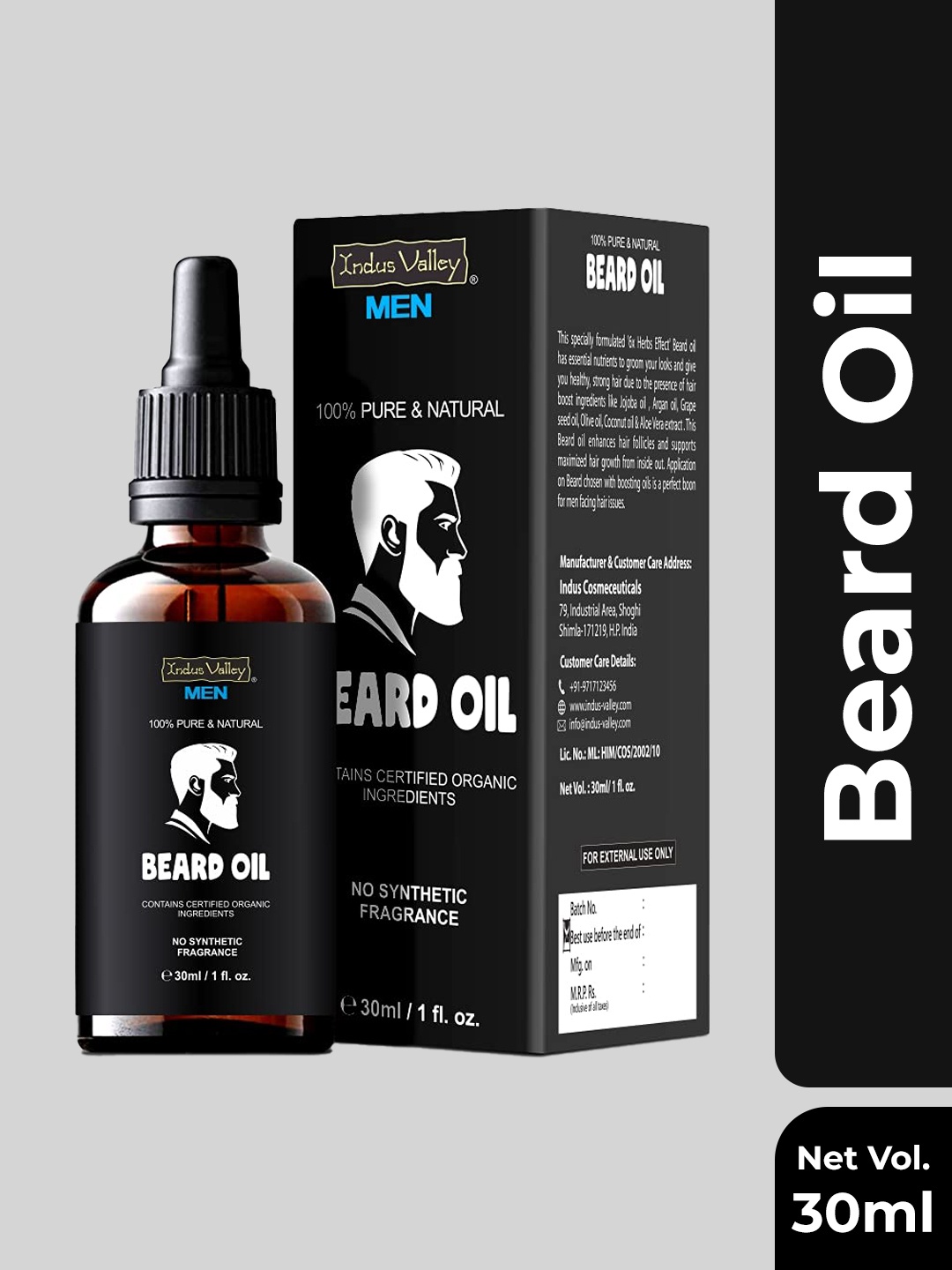 

Indus Valley Men Pure & Natural Beard Oil 30 ml, Black