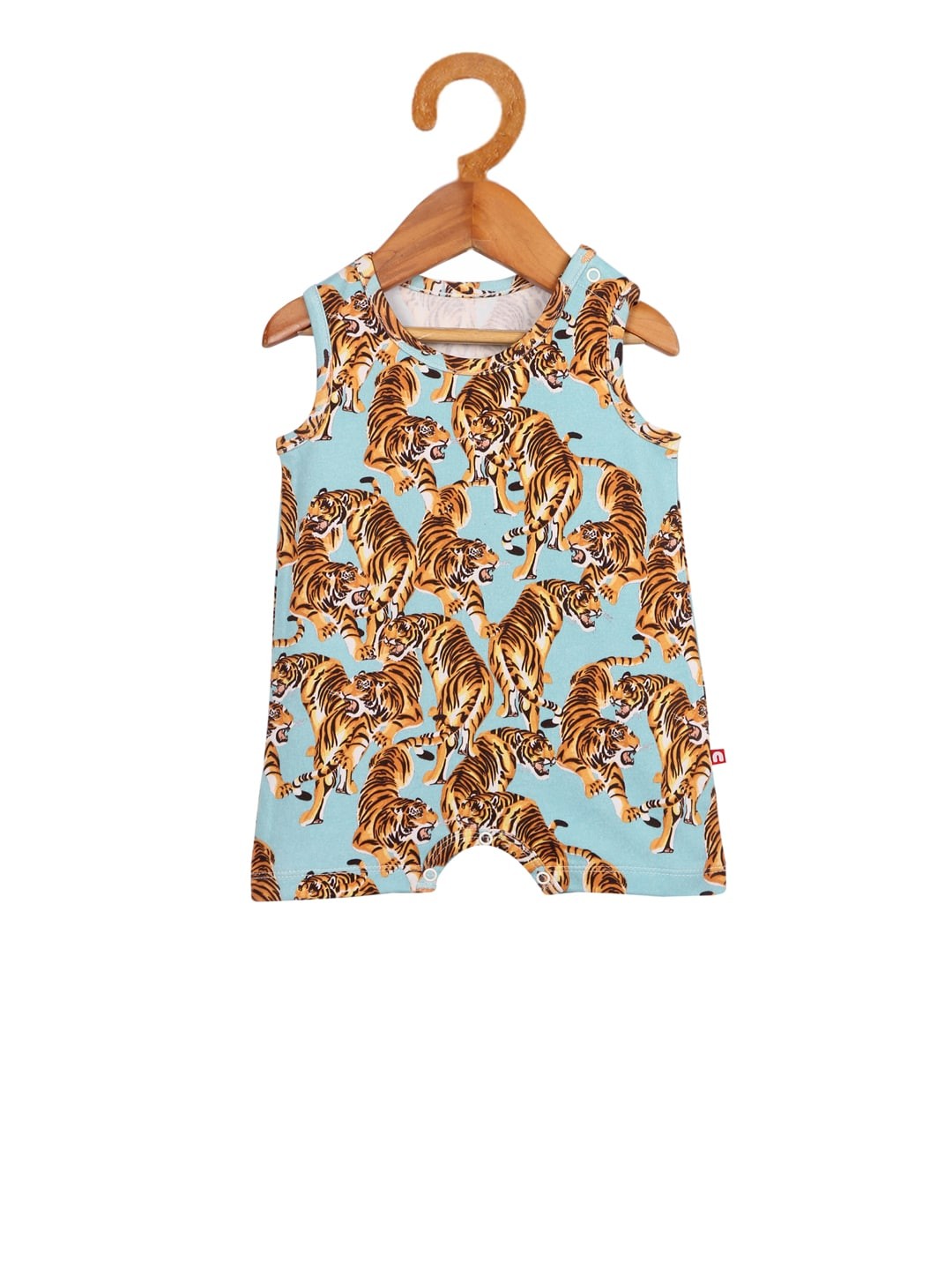 

Nino Bambino Infant Kids Blue & Yellow Printed Organic Cotton Sustainable Rompers