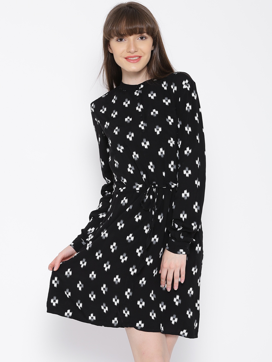

Tokyo Talkies Black Printed Tailored Dress