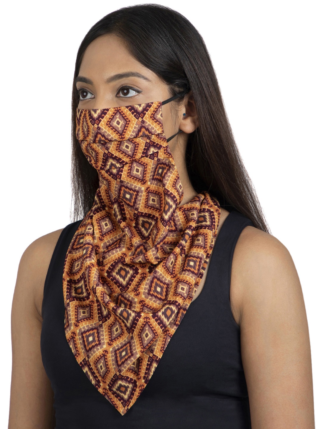 

FabAlley Unisex Orange Reusable 2-Layer Scarf Mask