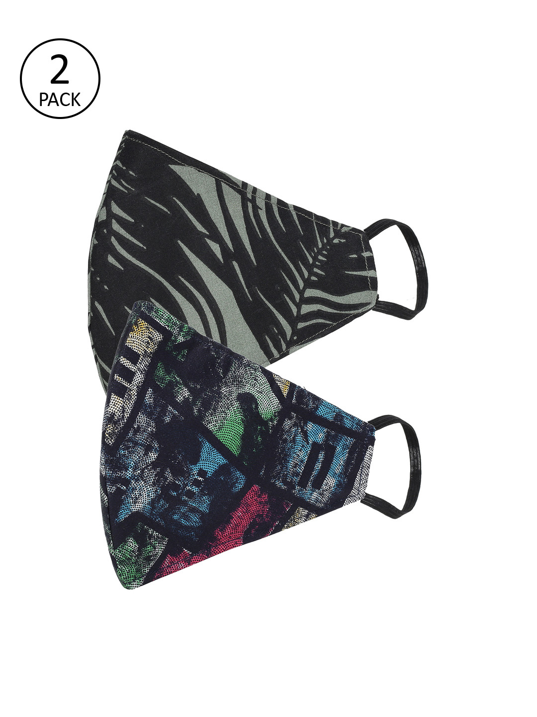 

AKSHARA Kids Printed 2 Pcs 2-Ply Protective Cotton Reusable Face Masks, Green