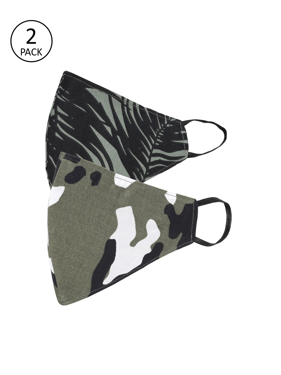 

AKSHARA Kids 3 Pcs Camouflage Printed 2-Ply Protective Cotton Face Masks, Off white