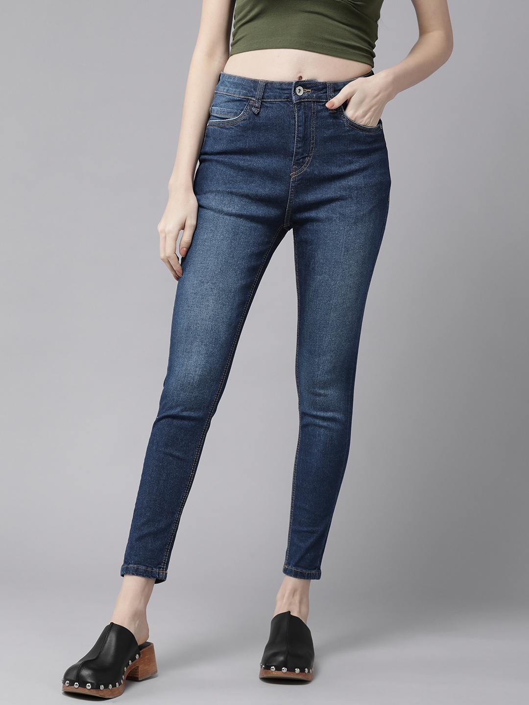 

Roadster Women Blue Skinny Fit High-Rise Clean Look Stretchable Jeans