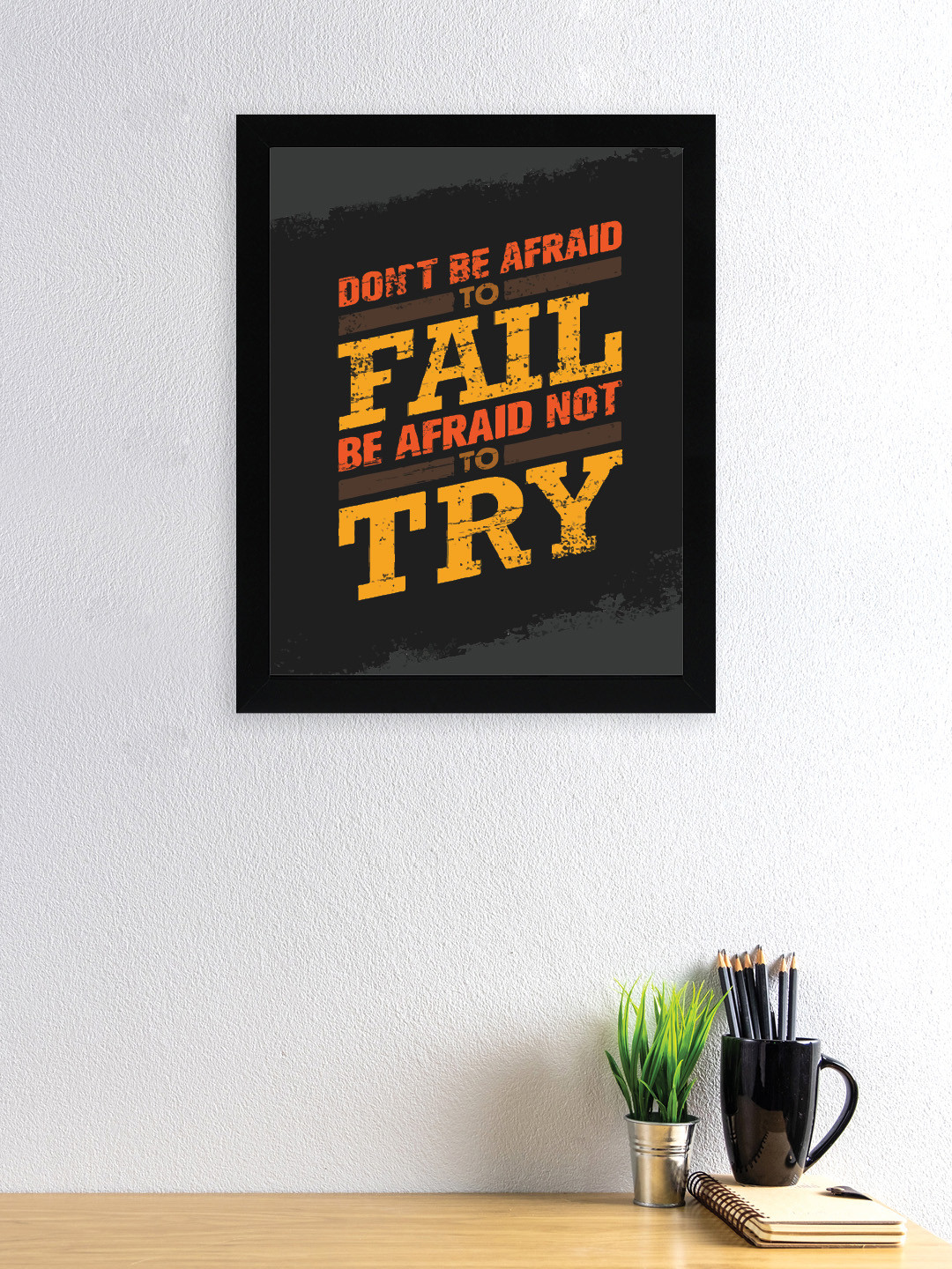 

nest ART Black & Yellow Motivational Thoughts Printed Framed Wall Art