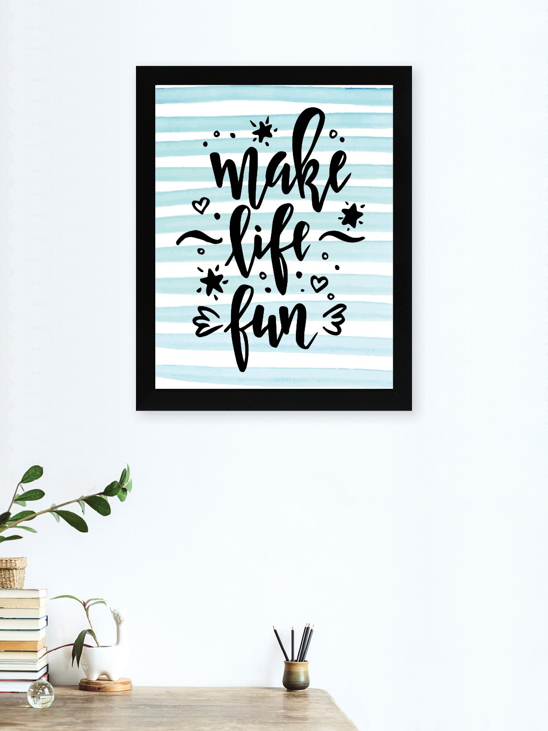 

nest ART Black & Blue Paper Plain Print Quotes Framed Wall Art