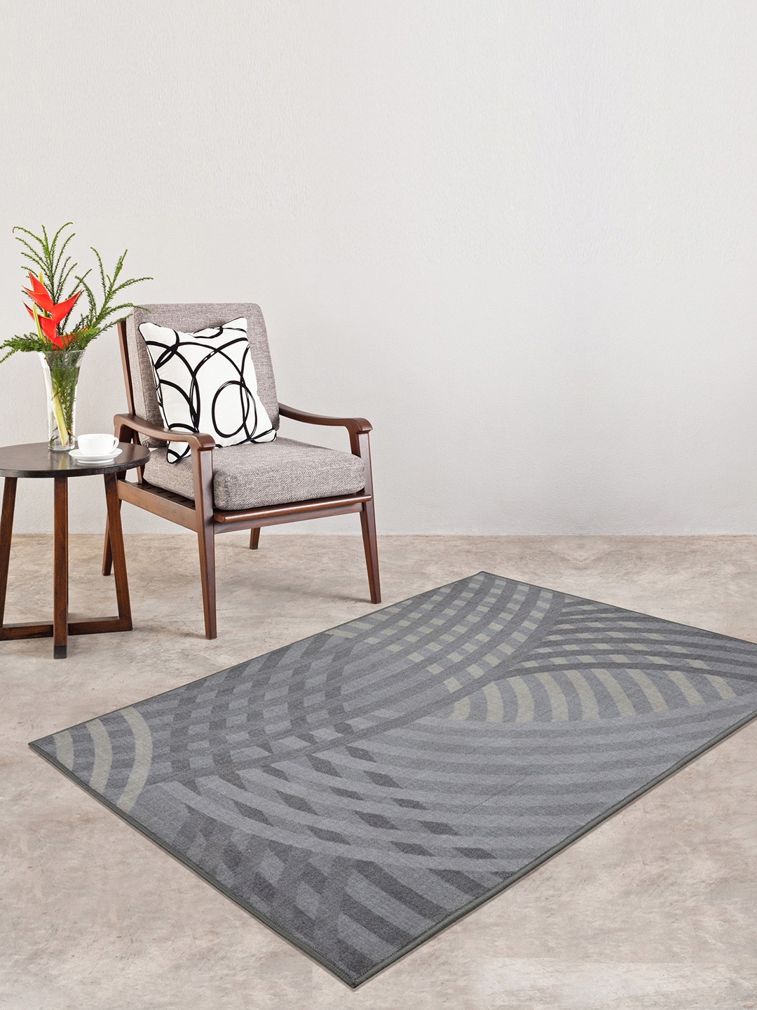 

RUGSMITH Grey Geometric Pattern Anti-Skid Light Carpet