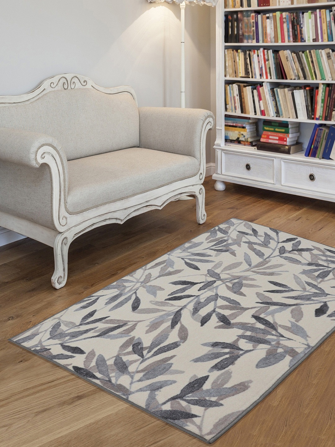 

RUGSMITH Beige & Grey Floral Patterned Anti-Skid Light Birch Carpet